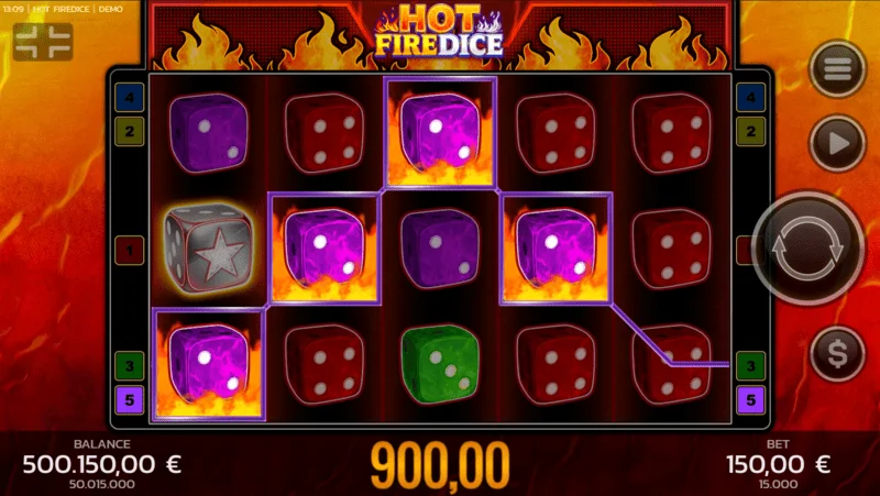 Hot Fire Dice - pagrindinis žaidimas ir besiplečiantis Fire Blaze simbolis
